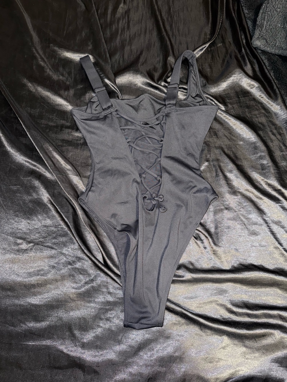 TA3 Sqaurey High Cut Classic Black One-Piece Shapewear Swimsuit - Picture 2 of 4